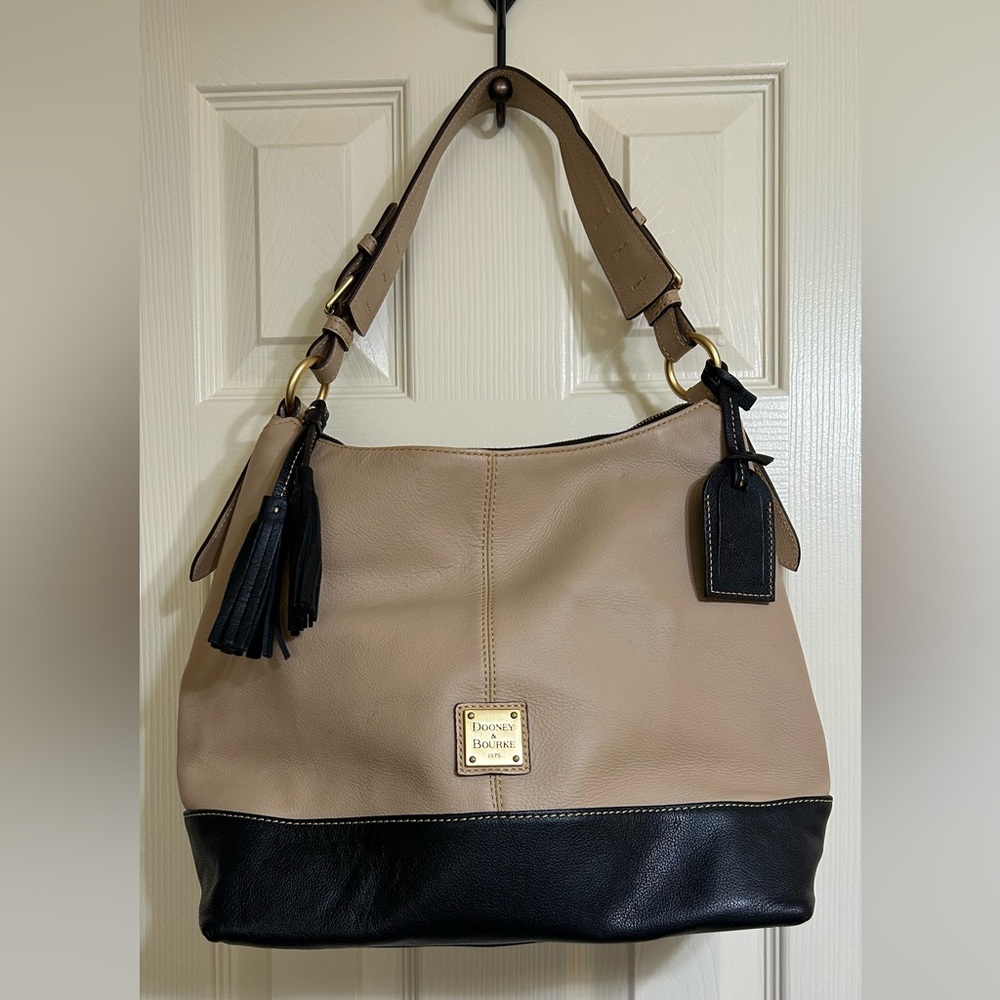 Dooney & Bourke Beige and Black Shoulder Bag